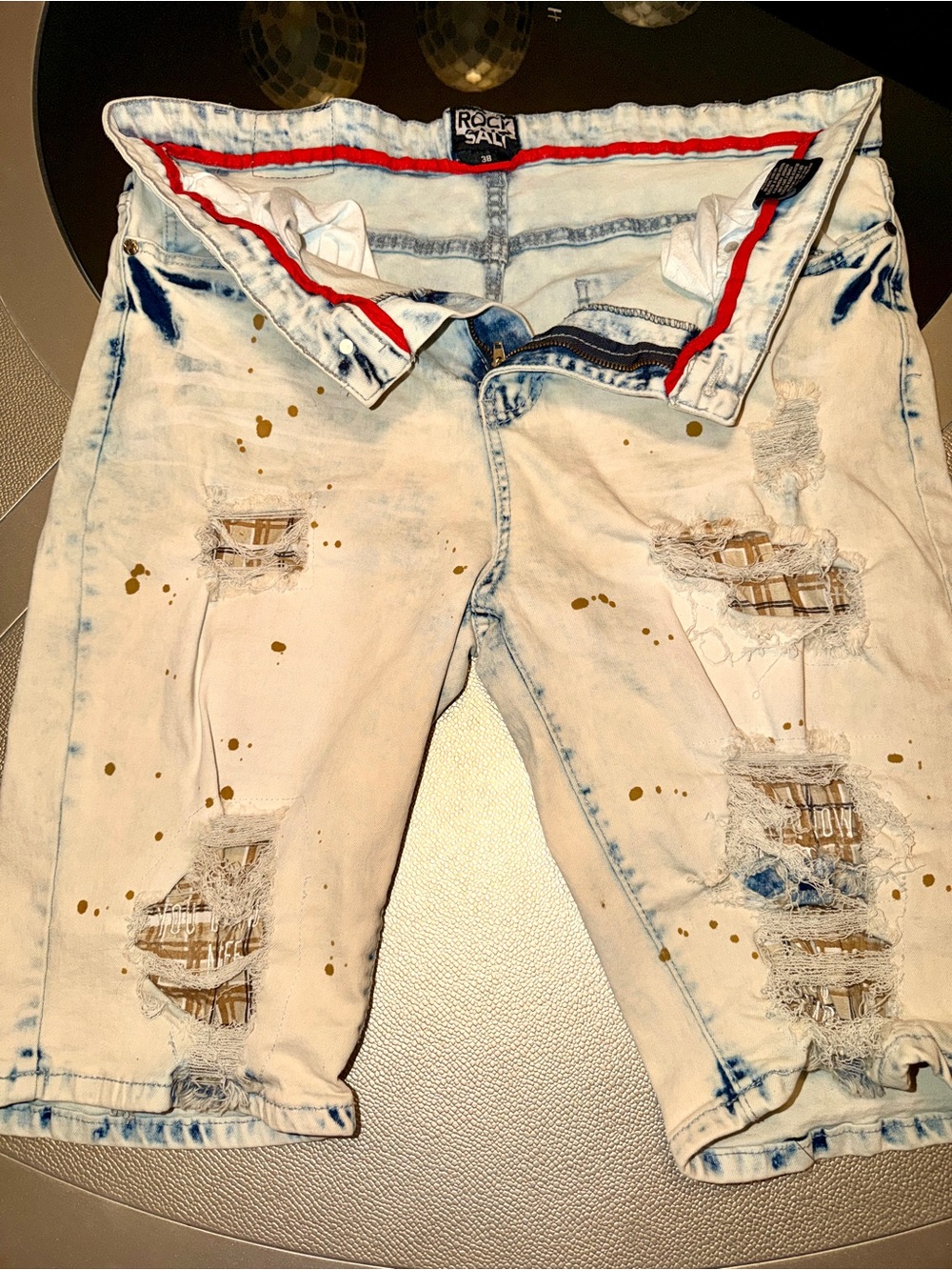 Rock Salt Distressed Hean Shorts Size 38